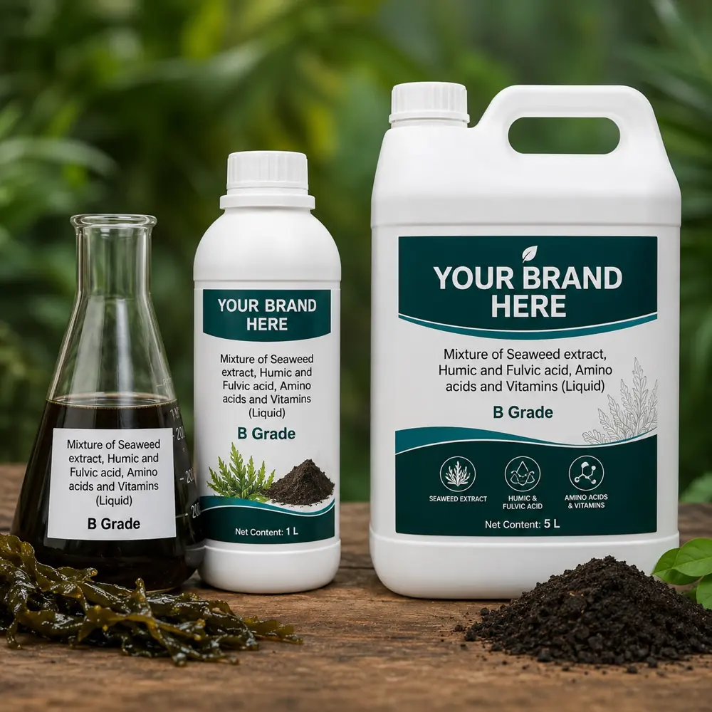 Private label B grade seaweed blend in 1 litre and 5 litre packs