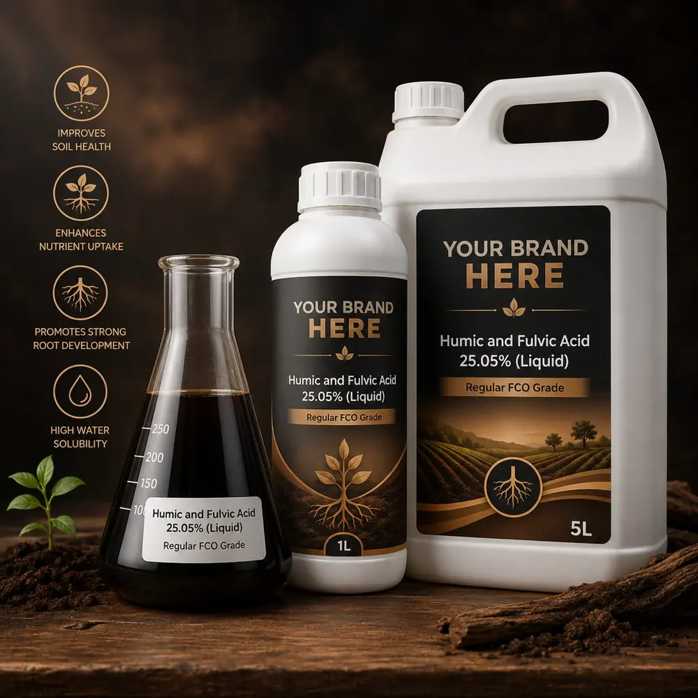 Humic and fulvic acid 25.05% liquid private label packs